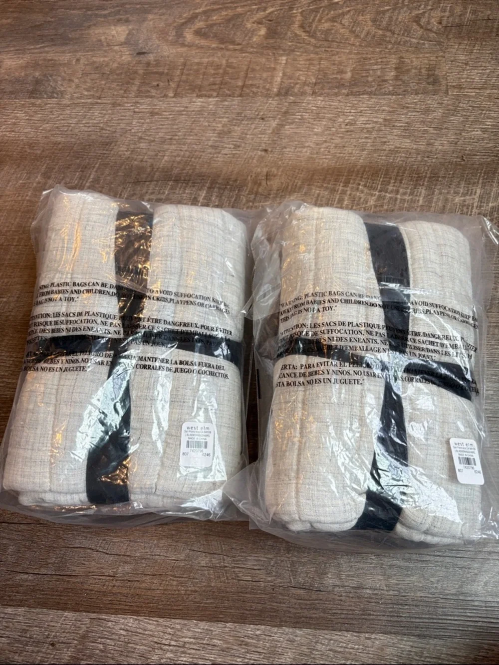 West Elm European Flax Linen Linework King Sham Natural Flax Color Set of 2 NEW